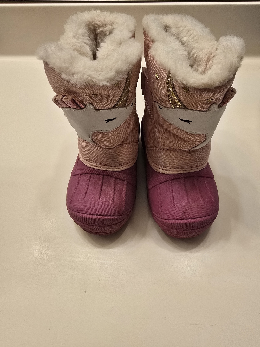 Cat & Jack Pink Unicorn Winter Boots with Faux Fur